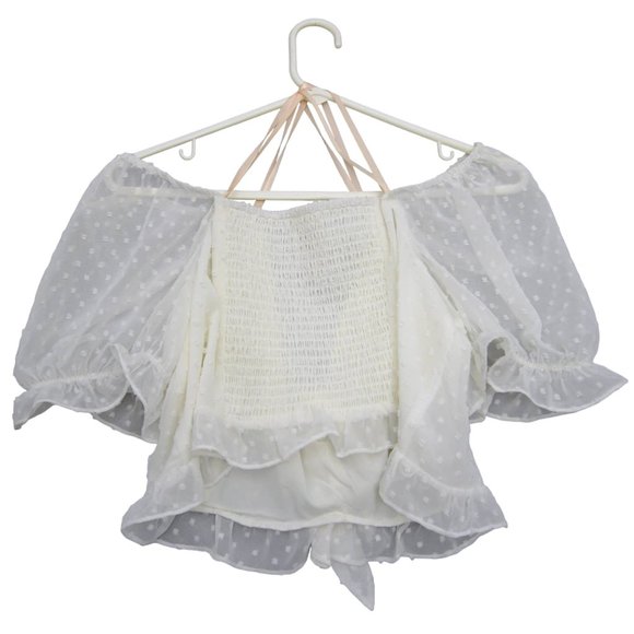 BCBGeneration Clip-Dot Knot-Front Crop Top Size Large White NWOT - 0155 - Picture 5 of 7